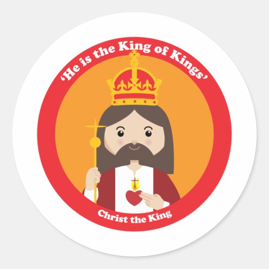 Christus de koning ronde sticker (Voorkant)