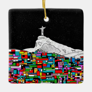 Christus de Redeemer Favela Keramisch Ornament