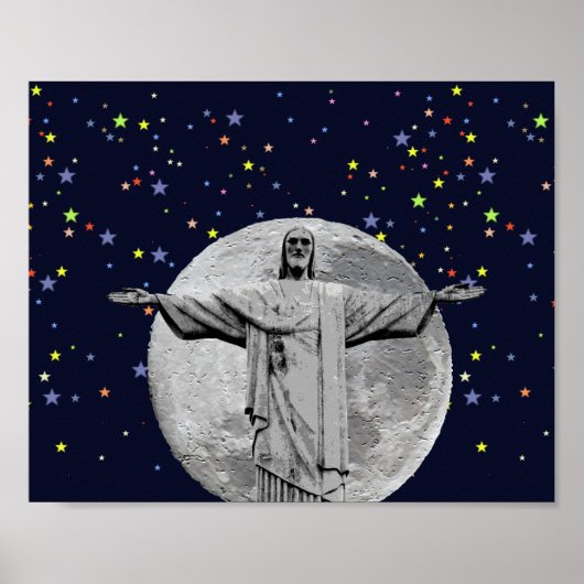 Christus de Redeemer, maan en sterren Poster (Voorkant)