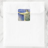 Christus de Redeemer waterverf vierkant sticker (Tas)