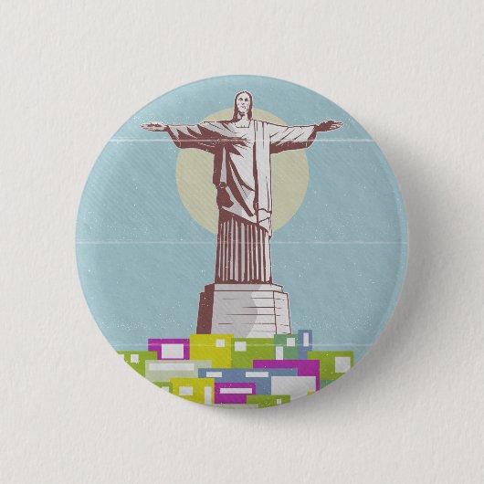 Christus de Verlosser Reisposter Favela Ronde Button 5,7 Cm (Voorkant)
