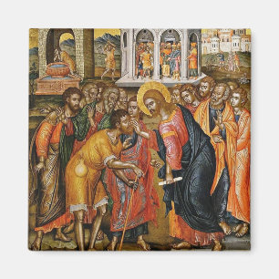 Christus die de blinden geneest door Emmanuel Tzan Magneet
