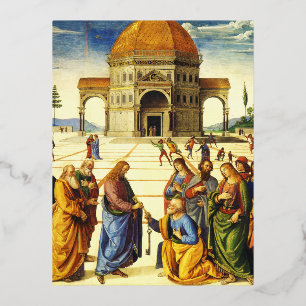 Christus die de sleutels geeft aan de heilige Petr Folie Feestdagen Briefkaart
