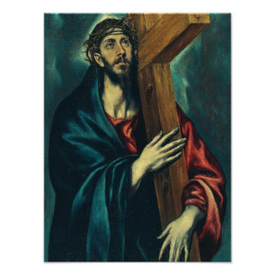 Christus die het kruis draagt door El Greco Foto Afdruk