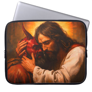 Christus die Lucifer omhelst Laptop Sleeve
