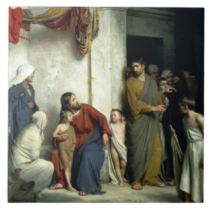 Christus en de kinderen door Carl Bloch Tegeltje