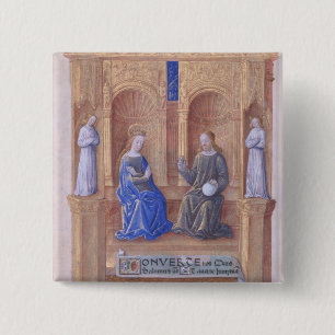 Christus en de Maagd Mary Enthroned Vierkante Button 5,1 Cm