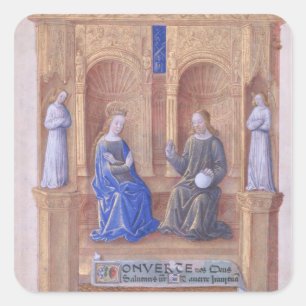 Christus en de Maagd Mary Enthroned Vierkante Sticker