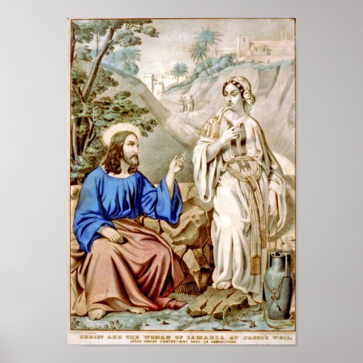 Christus en de vrouw van Samaria bij Jacob's Well Poster (Voorkant)
