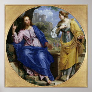 Christus en de vrouw van Samaria Poster