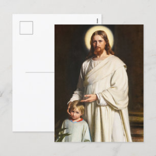 Christus en het jonge kind door Carl Heinrich Bloc Feestdagenkaart