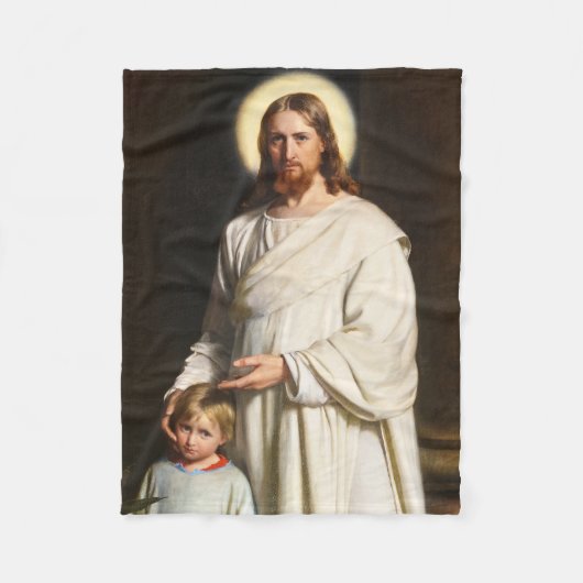 Christus en het jonge kind door Carl Heinrich Bloc Fleece Deken (Voorkant)