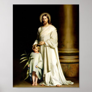 Christus en jong kind door Carl Bloch Poster