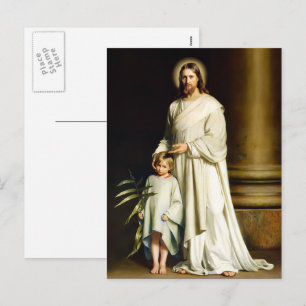 Christus en kind. Fine Art Easter-Briefkaarten Feestdagenkaart