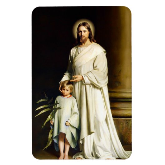 Christus en kind. Fine Art Easter Gift Magneet (Verticaal)