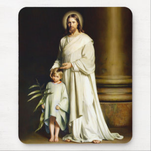 Christus en kind. Fine Art Easter Gift-Muismatten Muismat