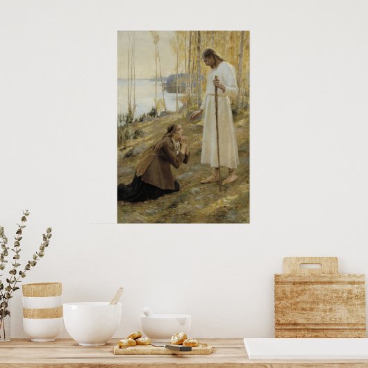 Christus en Mary Magdalene in het Finse platteland Poster (Keuken)
