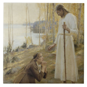 Christus en Mary Magdalene in het Finse platteland Tegeltje