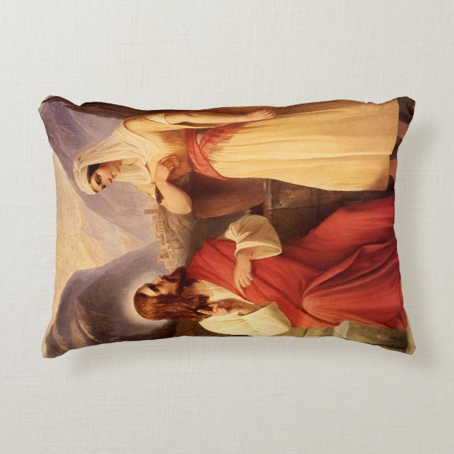 Christus en Samaritan van Christelijke Schleisner Accent Kussen (Voorkant)