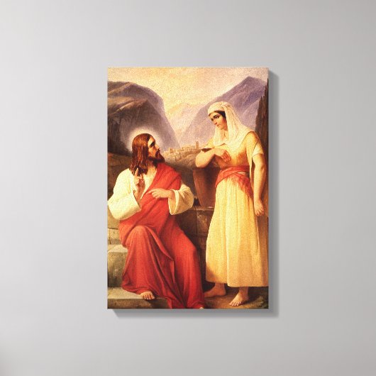 Christus en Samaritan van Christelijke Schleisner Canvas Afdruk (Voorkant)