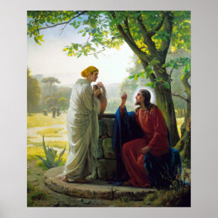 Christus en Samaritan Woman door Carl Bloch Poster