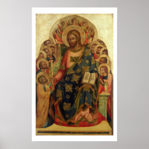 Christus Enthroned met heiligen en Angels die de Poster
