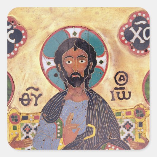 Christus Enthroned Vierkante Sticker (Voorkant)