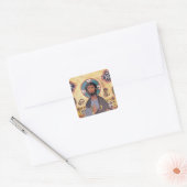 Christus Enthroned Vierkante Sticker (Envelop)