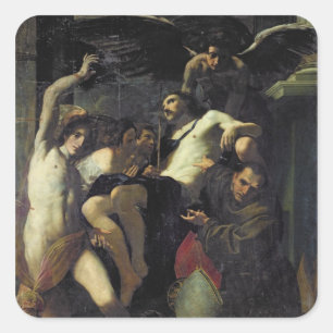 Christus Geadoreerd door Angels, St. Sebastian Vierkante Sticker
