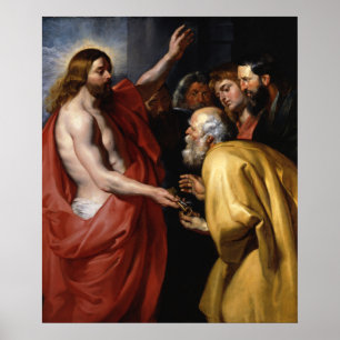 Christus geeft de sleutels van de hemel aan Petrus Poster