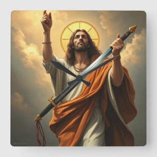 Christus geeft wandklok terug vierkante klok