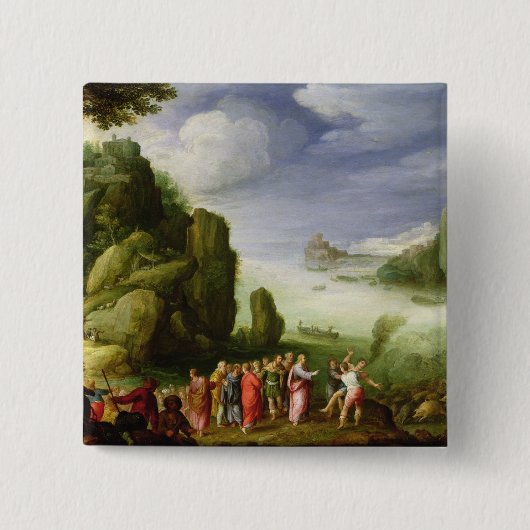 Christus Healing the Possoned of Gerasa, 1608 Vierkante Button 5,1 Cm (Voorkant)