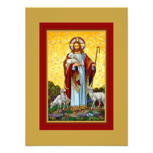 CHRISTUS, HET GOEDE HERDERMOZAÏEK FOTO AFDRUK