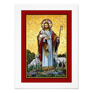 CHRISTUS, HET GOEDE HERDERMOZAÏEK FOTO AFDRUK