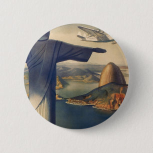 Christus het Redeemer-beeld, Rio de Janeiro, Brazi Ronde Button 5,7 Cm