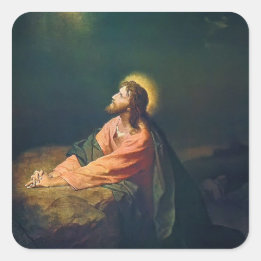 Christus in de Hof van Gethsemane Christelijke Sch Vierkante Sticker