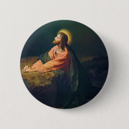 Christus in de tuin van Gethsemane Schilderij Ronde Button 5,7 Cm