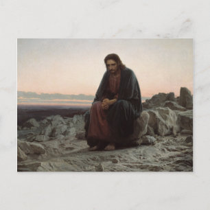 Christus in de wilde natuur (door Ivan Kramskoi) Briefkaart