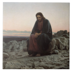 Christus in de wilde natuur (door Ivan Kramskoi) Tegeltje
