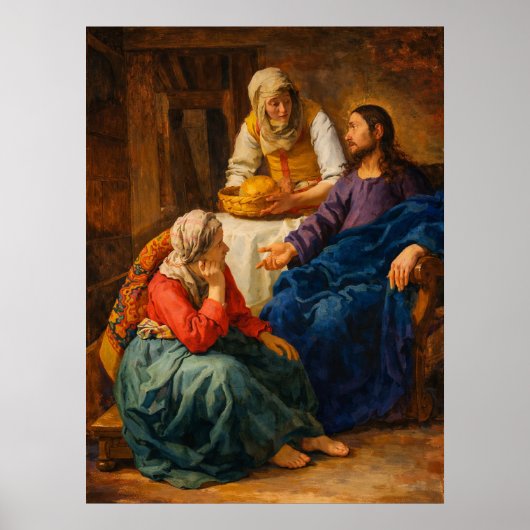 Christus in het huis van Martha en Maria Poster (Voorkant)