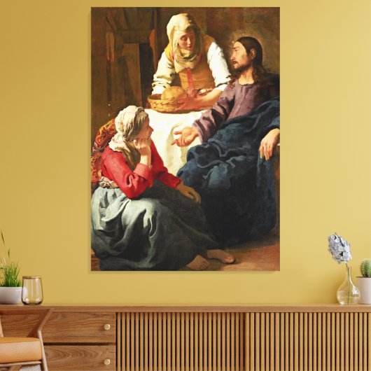Christus in het Huis van Martha en Mary Canvas Afdruk (Insitu (Woonkamer))