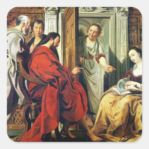Christus in het Huis van Martha en Mary van Bethan Vierkante Sticker