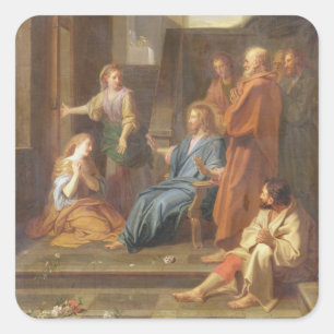 Christus in het Huis van Martha en Mary Vierkante Sticker