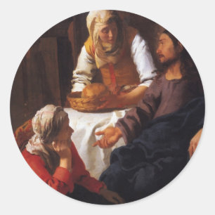 Christus in het Huis van Mary & Martha Ronde Sticker