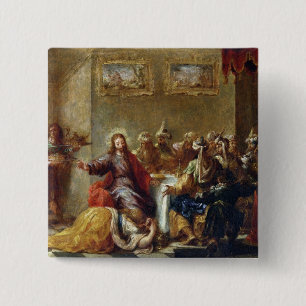Christus in het huis van Simon the Pharisee, 1660 Vierkante Button 5,1 Cm