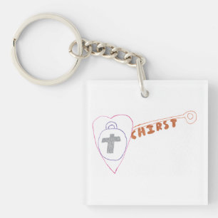 Christus is de Key Square Key Ring Sleutelhanger