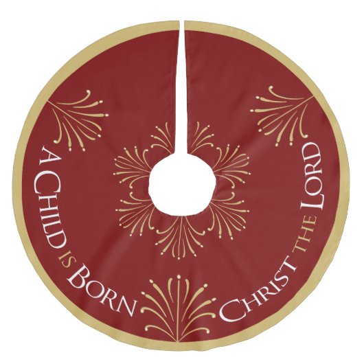 Christus is Geboren Kerstmis | Rood | Kerstboom Rok (Voorkant)