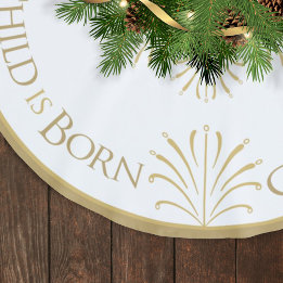 Christus is Geboren Kerstmis | Wit/Goud | Kerstboom Rok