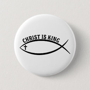 Christus is koning ronde button 5,7 cm