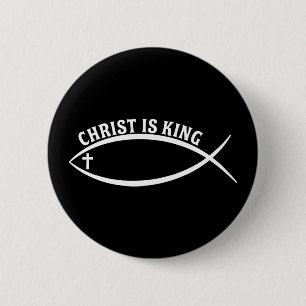 Christus is koning ronde button 5,7 cm